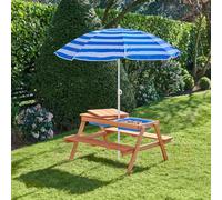 ZRIZAURA 2-in-1 Sand and Water Picnic Table Outdoor Playset with Lid and Accessories Garden Activity Table Storage Bench