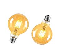 ZRJIA Pack of 2 E27 Edison Vintage LED Bulb Amber Globe E27 6W G95 600LM Warm White 2700K Antique Filament LED Bulb Ideal for Nostalgia and Retro Lighting