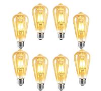ZRJIA Pack of 8 E27 Edison Vintage LED Bulb E27 6W ST64 600LM Warm White 2700K Antique Filament LED Bulb Ideal for Nostalgia and Retro Lighting