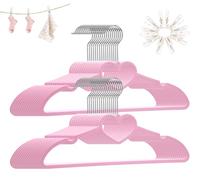 ZRKFSR Plastic Hangers 30 Pack, Pink Heart Hangers Clothes Hanger Ultra Thin Space Saving - 360 Degree Swivel Hook & 10 Clips - Strong and Durable Adult Coat Hangers for Sweaters,Dress, Shirts, Coats
