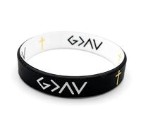ZRLABL God Is Greater Than the Highs and Lows Silicone Wristband, Black with White Text and Gold Cross, Religious Inspirational Bracelet for Adults and Teens, One size, Silicone, no gemstone