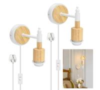 ZRLXFM 2PCS 360° Rotatable DIY Vintage Wall Sconce Fixtures, E27 Lamp Holder with Switch for Bedroom, Plug in Wall Lights for Indoor Bedside with 2.2m Cable