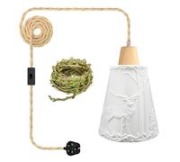 ZRLXFM 5.1M Hemp Rope Plug in Pendant Light Kit, 3D Printed Moose Lampshade with Switch, E27 Bulb Socket, DIY Lamp Rustic Ceiling Hanging Lighting Fitting with 5m Green Decorative Cord