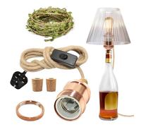 ZRLXFM Ceramic Bottle Lamp DIY Kit - Rose Gold E27 Holder with Switch, Complete Set Includes Hemp Cable, 3 Bottle Stoppers & 5M Decorative Cord