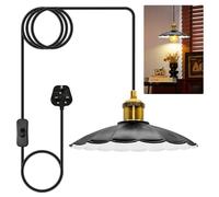 ZRLXFM Plug in Pendant Light with Metal Lampshades, 9.84" Black Ceiling Light Shade Kit with 500m Cable, E27 Lamp Holder Industrial Hanging Lighting Fixtures for Indoor