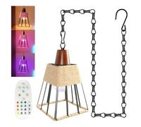 ZRLXFM Portable Battery Operated Pendant Light, Outdoor Wireless Dimmable Lighting with Remote and Square Lampshade, E27 Lamp Holder with 39" Hanging Adjustable Chain