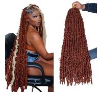 ZRQ Copper Red 30 Inch Butterfly Locs Crochet Hair 6 Packs Pre-looped Long Distressed Butterfly Faux Locs Hair Ginger Goddess Soft Locs Crochet Braids Hair Extensions (30 Inch, 350#）