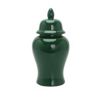 ZRQSMCX Decorative ginger jar, ceramic ginger container, temple jar with lid, porcelain ornament (green, 24 * 48 cm)