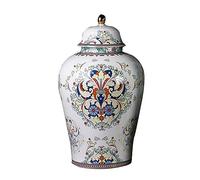 ZRQSMCX Decorative ginger jar, vase-shaped decorative Chinese porcelain ginger jar with gold rim, small ceramic glaze temple J (A 12 * 20.5Cm),