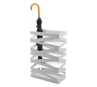 ZRQSMCX Large Capacity Metal Umbrella Stand for Bank and Office, Openwork Umbrella Holder with Hooks, Modern Umbrella Rack for Cane Walking Stick (White S)