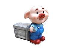 ZRQSMCX Outdoor Statue Garden Sculpture Garden Statue Outdoor,Creative Animal Pig Flower Pot Decoration Plant Garden Yard Art Sculpture Lawn Home Ornaments (Blue，grey)