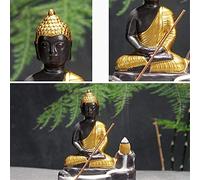 ZRQSMCX Outdoor Statue Garden Sculpture Incense Burner Ceramic Buddha Incense Statue Buddhist Smoke Backflow Cone Censer Burner Holder Home Decor Handmade Aromatherapy Home Decor Gift