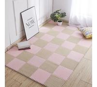 ZRQSMCX Splice Interlocking Carpet Interlocking Plush Puzzle Square Rug, Foam Floor Mat, Easy To Install, Puzzle Rug, Foam Floor Mat, 16pcs foam carpet (Pink+apricot 16pcs)