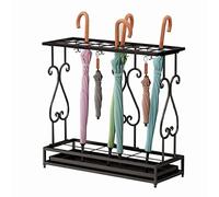ZRQSMCX Umbrella Stand Rack,Umbrella Stand Hotel,27-Hole Iron Umbrella Drain Stand,Independent Drip Tray (Black)