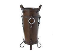 ZRQSMCX Wrought Iron Umbrella Stand, Household Water Umbrella Bucket, Umbrella Storage, Hanging Umbrella Stand Antique Style Round Brown Rack Free Standing for Canes - Walking Sticks