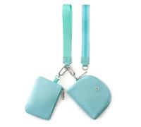 ZRRAJOY Mini Zip Around Wristlet Wallet for Women - Dual Pouch Coin Purse with 2 Straps, Keychain & Wristlet, Small Cute Clutch for Teen Girls, Compact Organizer for Cards, Keys, and Coins, Mint, S,