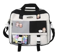 ZRREMRE Cute Bags Kawaii Backpack Messenger Bag For School,Multipockets Crossbody College Backpacks Laptop Japanese Teen Girls Ita Totes (Black+Grey)