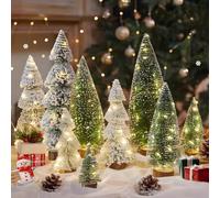 Zrriiyy Mini Christmas Tree with Lights-9PCS Different Size Small Christmas Tree Festive Holiday Decor for Home Little Xmas Tree for Indoor Decorations