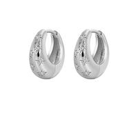 ZRU Chunky Silver Hoop Earrings for Women, Hypoallergenic Lightweight Thick Hoops Earrings 18k Gold Plated Trendy Simulated Diamond Earrings Fashion Jewelry for Girls Teens-Silver