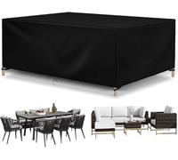 ZRUIORL Large Rectangular Garden Table Furniture Covers, Outdoor Patio Set Cover for Chair Set,420D Oxford fabric, Waterproof, Windproof, Anti-UV, Garden Covers,Black 290×152×72cm