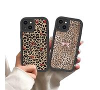 Zrutru 2 Pack Cheetah Print Phone Cases for iPhone 13 mini Case Cherry Bow Leopard,TPU Bumper Shockproof Black Funda for Women Girls Drop Protection Case for iPhone 13 mini 5.4 Inch