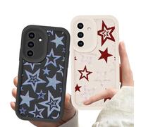 Zrutru 2 Pack Cool Stars Phone Case for Samsung Galaxy A15 5G 6.5",Cute Y2K Blue Red Star Cases Aesthetic Trendy Design Cover for Women Men Girls,Black White Slim Lens Protection Funda for Samsung A15
