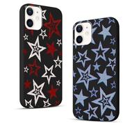 Zrutru 2 Pack Cute Star Phone Case for iPhone 12/12 Pro 6.1",Cool Aesthetic Y2K Cases Y3K Blue Stars Design Cover for Women Girls Teens,Black Silicone Shockproof Protective Funda for iPhone 12
