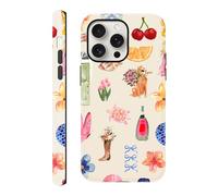 Zrutru Case Compatible with iPhone 15 Pro Max - Hybrid Duty 2 in 1 Full Body Rugged Shockproof Trendy Phone Cover, Summer Phone Cases for Woman Girl - Lemon Fruit Flower Sea Turtle Coquette Aesthetic