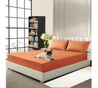 Zruva Bamboo Fitted Sheets, King, Burnt Sienna