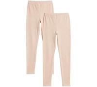 ZRWASKA® 2 Pack Ladies Leggings for Women UK Multipack, Non See Through Plain Stretchy Soft Ankle Length Leggings with Elasticated Waist Gym or Casual Wear Trousers, Nude Skin Size Small