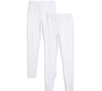 ZRWASKA® 2 Pack Ladies Leggings for Women UK Multipack, Non See Through Plain Stretchy Soft Ankle Length Leggings with Elasticated Waist Gym or Casual Wear Trousers, Pants White Size XXL