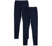 ZRWASKA® 2 Pack Ladies Leggings for Women UK Multipack, Non See Through Plain Stretchy Soft Ankle Length Leggings with Elasticated Waist Gym or Casual Wear Trousers, Pants Navy Size Small