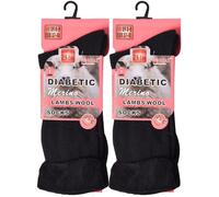 ZRWASKA® 2 Pairs Diabetic Socks For Womens Merino Wool Thermal socks Extra Warm Thick Non Elastic Soft Top Wide Elastic Walking, Hiking, (UK, Numeric, 4, 8, Regular, Regular, Black (2 Pairs))