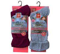 ZRWASKA® 2 Pairs Diabetic Socks For Womens Merino Wool Thermal socks Extra Warm Thick Non Elastic Soft Top Wide Elastic Walking, Hiking, (UK, Numeric, 4, 8, Regular, Regular, Assorted (2 Pairs))