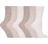 ZRWASKA® Diabetic Socks For Women Wide Honey Comb top soft cuff Ankle Oedema friendly Non-Elastic Grip for Swollen feet Leg Non-Binding Circulatory Neuropathy Sock 4-8 (Pack 6) (Light Brown (6 Pairs))