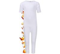 ZRWASKA® Kids Childrens Boys Girls Thermal Underwear Set Base Layer Kids Short Sleeve Top & Matching Bottoms Winter Warm Hot Full Set Short Sleeve T-Shirt Vest & Long John White, Size 10-11 Years