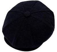 ZRWASKA® Mens Flat Caps UK 8 Panel Peaky Flat Baker Boy Hats Wool Cap - Gatsby Tweed Wool Fabric Newsboy Style Women Baker 1920s Hat Flat Cap Men Plain Black, Size Medium