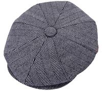 ZRWASKA® Mens Flat Caps UK 8 Panel Peaky Flat Baker Boy Hats Wool Cap - Gatsby Tweed Wool Fabric Newsboy Style Baker 1920s Hat Flat Cap Men Plain Herringbone Grey, Size XXL
