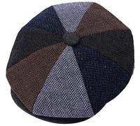 ZRWASKA® Mens Flat Caps UK 8 Panel Peaky Flat Baker Boy Hats Wool Cap - Gatsby Tweed Wool Fabric Newsboy Style Baker 1920s Hat Flat Cap Men Plain Multicolor Herringbone, Size XL