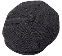 ZRWASKA® Mens Flat Caps UK 8 Panel Peaky Flat Baker Boy Hats Wool Cap - Gatsby Tweed Wool Fabric Newsboy Style Baker 1920s Hat Flat Cap Men Plain Herringbone Charcoal, Size XXL