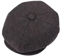 ZRWASKA® Mens Flat Caps UK 8 Panel Peaky Flat Baker Boy Hats Wool Cap - Gatsby Tweed Wool Fabric Newsboy Style Baker 1920s Hat Flat Cap Men Plain Herringbone Brown, Size Large