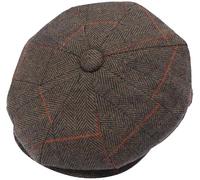 ZRWASKA® Mens Flat Caps UK 8 Panel Peaky Flat Baker Boy Hats Wool Cap - Gatsby Tweed Wool Fabric Newsboy Style Baker 1920s Hat Flat Cap Men Plain Herringbone Check Tan, Size XXL