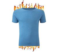 ZRWASKA® Mens Thermal Underwear Sets Long Sleeve Top, T-Shirt Vest & Long Johns Trousers, Tops & Bottoms, Warm Underlayer Winter Thermals Men Set Base Layer Blue, Half Sleeve Size Large