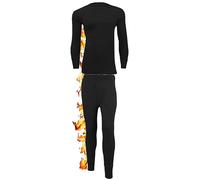 ZRWASKA® Mens Thermal Underwear Sets Long Sleeve Top, T-Shirt Vest & Long Johns Trousers, Tops & Bottoms, Warm Underlayer Winter Thermals Men Set Base Layer Black, Size XL