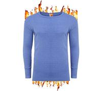 ZRWASKA® Mens Thermal Underwear Sets Long Sleeve Top, T-Shirt Vest & Long Johns Trousers, Tops & Bottoms, Warm Underlayer Winter Thermals Men Set Base Layer Blue, Size Large