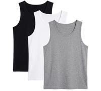 ZRWASKA® Mens Vest Tops Summer Multipack - Sleeve-Less Plain Undershirts Out Door Summer Top Everyday Athletic wear Workout Shirts Men's Cotton Vests White Black Grey (Pack 3) Size 5XL