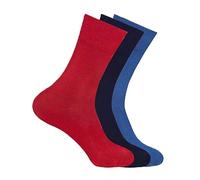 ZRWASKA® Women's Diabetic Socks Oedema friendly Wide Honey Comb top soft cuff Ankle Non-Elastic for Swollen feet Legs Non-Binding Circulatory Sock 3 Pack Size 4-7 (Red/Black/Blue (3 Pairs))