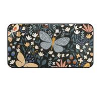 ZRWLUCKY Area Rug, Kitchen Runner Rug Non-Slip Washable Entry Rugs for Indoor Floor Doormat Bedroom Bathroom Living Room 39x20inch Floral Safari Butterflies Meadow