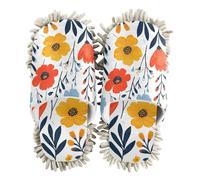 ZRWLUCKY Beautiful Small Flowers White Mop Slippers Shoes for Floor Cleaning Kitchen Dust Mopping Washable Microfiber House Slippers