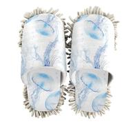 ZRWLUCKY Beauty Moon Jellyfish White Mop Slippers Shoes for Floor Cleaning Kitchen Dust Mopping Washable Microfiber House Slippers